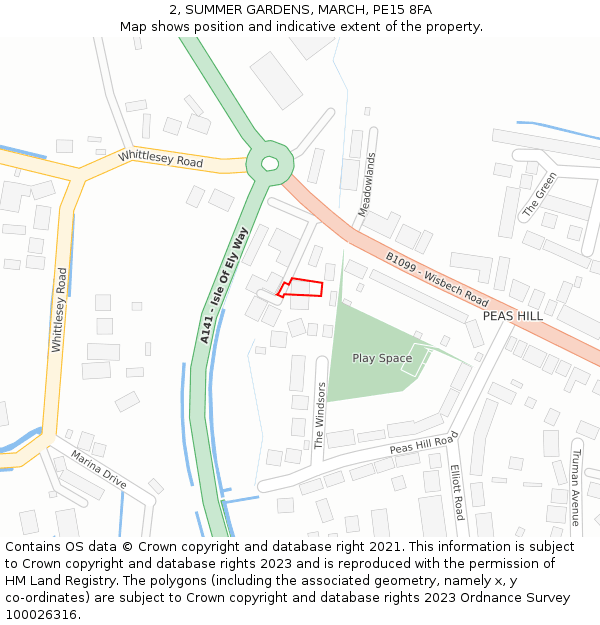 2, SUMMER GARDENS, MARCH, PE15 8FA: Location map and indicative extent of plot