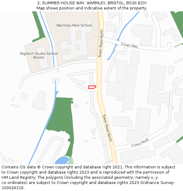 2, SUMMER HOUSE WAY, WARMLEY, BRISTOL, BS30 8ZH: Location map and indicative extent of plot