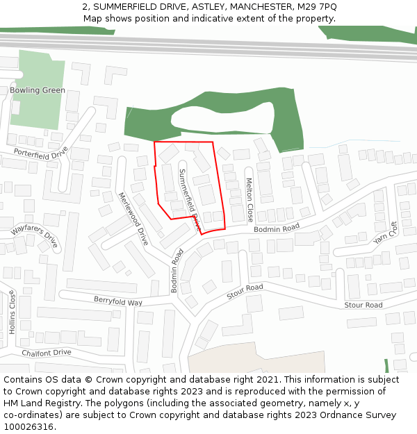 2, SUMMERFIELD DRIVE, ASTLEY, MANCHESTER, M29 7PQ: Location map and indicative extent of plot