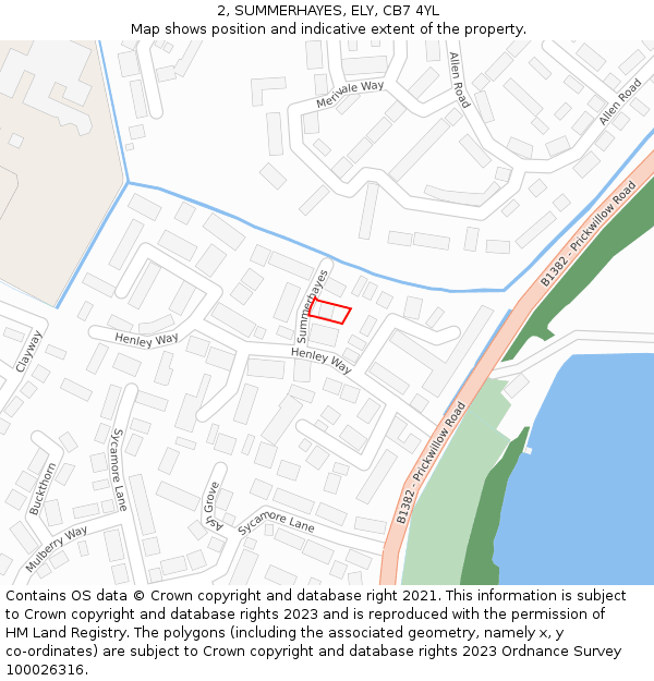 2, SUMMERHAYES, ELY, CB7 4YL: Location map and indicative extent of plot