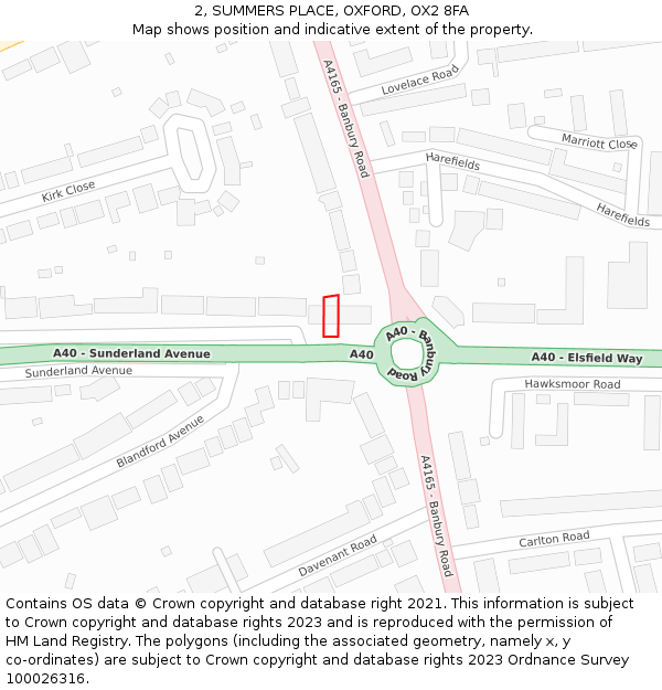 2, SUMMERS PLACE, OXFORD, OX2 8FA: Location map and indicative extent of plot