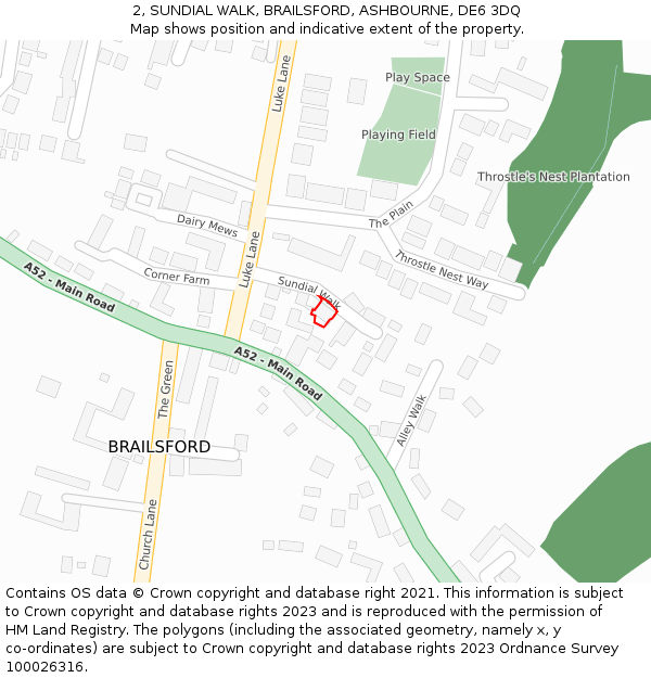 2, SUNDIAL WALK, BRAILSFORD, ASHBOURNE, DE6 3DQ: Location map and indicative extent of plot