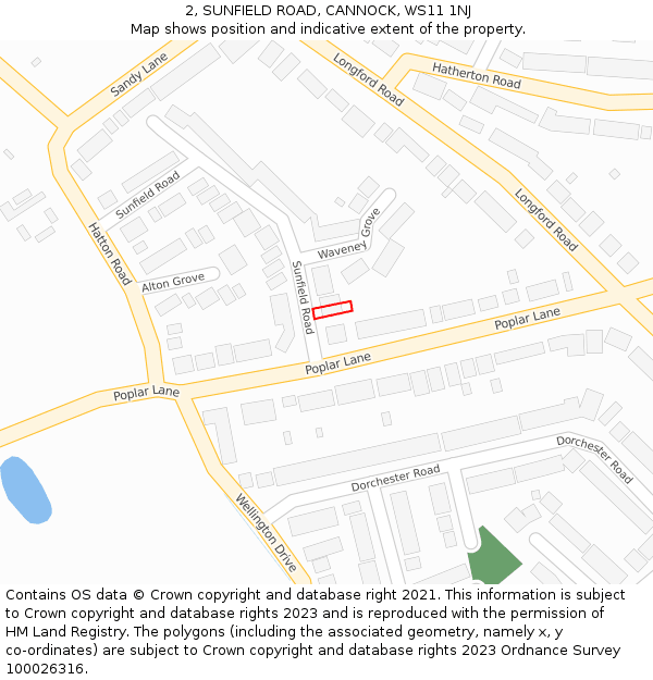 2, SUNFIELD ROAD, CANNOCK, WS11 1NJ: Location map and indicative extent of plot