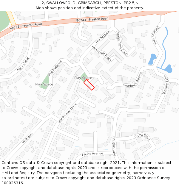 2, SWALLOWFOLD, GRIMSARGH, PRESTON, PR2 5JN: Location map and indicative extent of plot