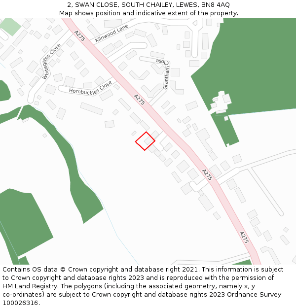 2, SWAN CLOSE, SOUTH CHAILEY, LEWES, BN8 4AQ: Location map and indicative extent of plot