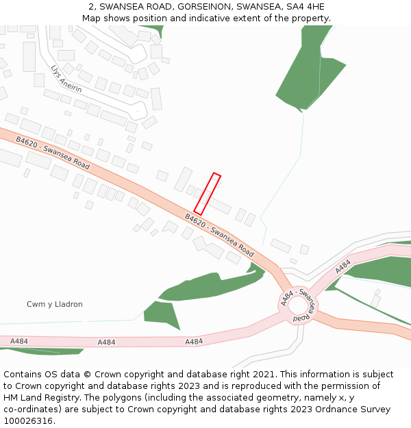 2, SWANSEA ROAD, GORSEINON, SWANSEA, SA4 4HE: Location map and indicative extent of plot