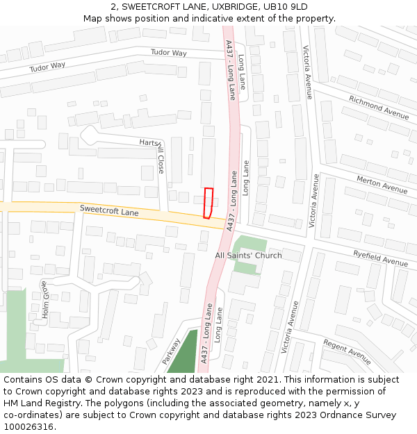 2, SWEETCROFT LANE, UXBRIDGE, UB10 9LD: Location map and indicative extent of plot