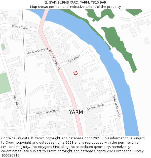 2, SWINBURNS YARD, YARM, TS15 9AR: Location map and indicative extent of plot