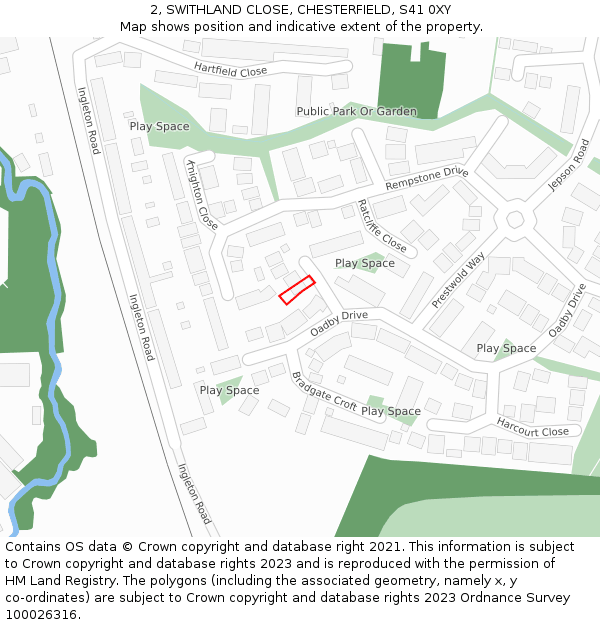 2, SWITHLAND CLOSE, CHESTERFIELD, S41 0XY: Location map and indicative extent of plot