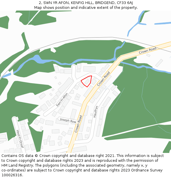 2, SWN YR AFON, KENFIG HILL, BRIDGEND, CF33 6AJ: Location map and indicative extent of plot