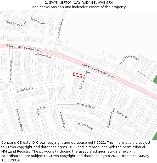 2, SWYNNERTON WAY, WIDNES, WA8 9RX: Location map and indicative extent of plot