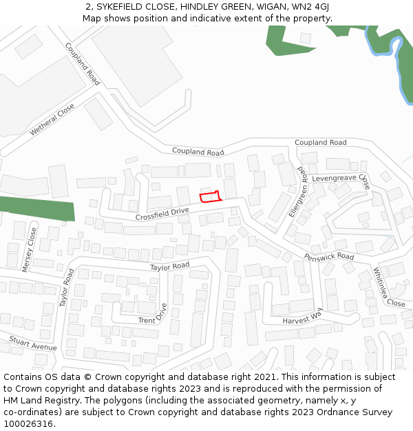 2, SYKEFIELD CLOSE, HINDLEY GREEN, WIGAN, WN2 4GJ: Location map and indicative extent of plot