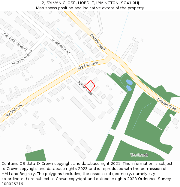 2, SYLVAN CLOSE, HORDLE, LYMINGTON, SO41 0HJ: Location map and indicative extent of plot