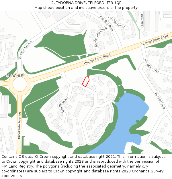 2, TADORNA DRIVE, TELFORD, TF3 1QP: Location map and indicative extent of plot