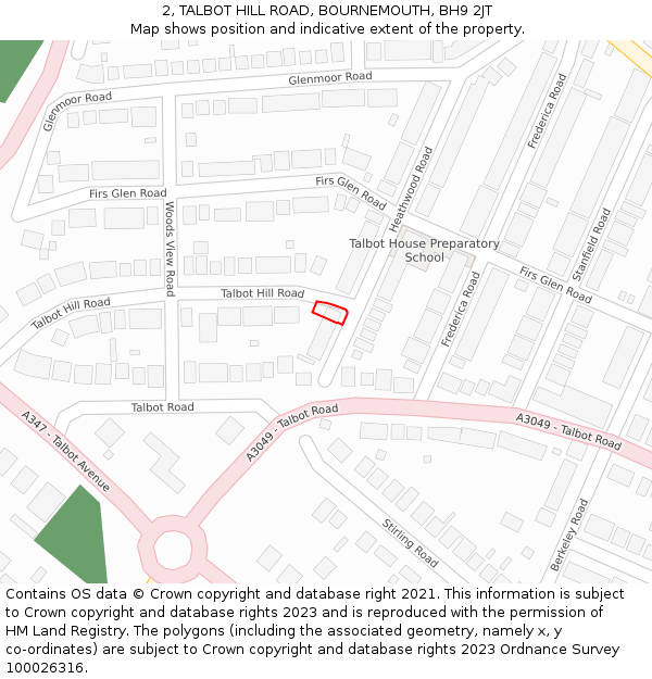 2, TALBOT HILL ROAD, BOURNEMOUTH, BH9 2JT: Location map and indicative extent of plot