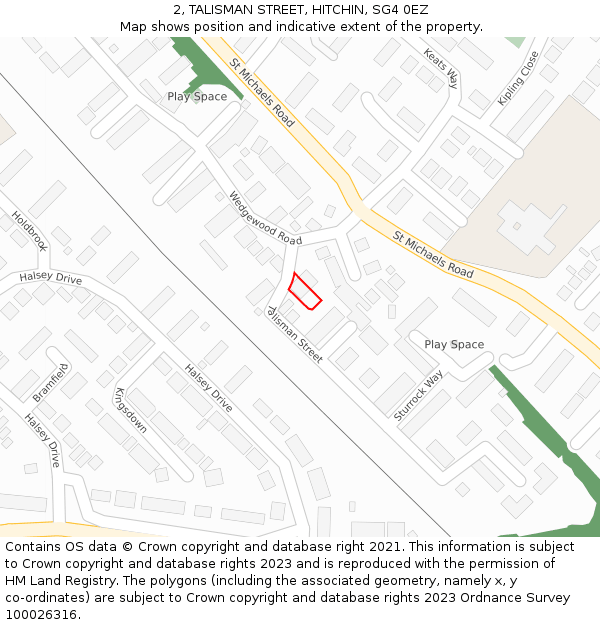 2, TALISMAN STREET, HITCHIN, SG4 0EZ: Location map and indicative extent of plot