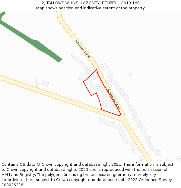 2, TALLOWS WHINS, LAZONBY, PENRITH, CA10 1AR: Location map and indicative extent of plot