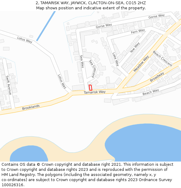 2, TAMARISK WAY, JAYWICK, CLACTON-ON-SEA, CO15 2HZ: Location map and indicative extent of plot