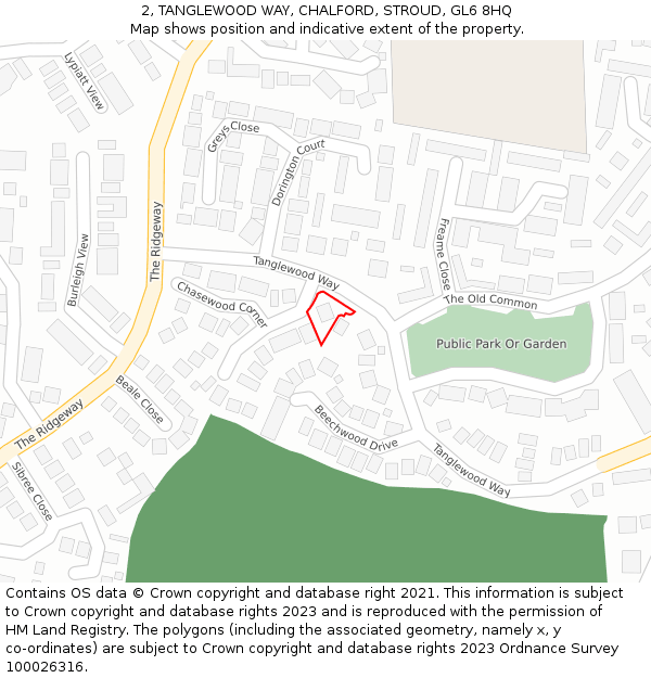 2, TANGLEWOOD WAY, CHALFORD, STROUD, GL6 8HQ: Location map and indicative extent of plot