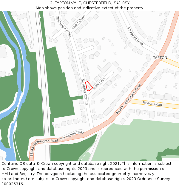 2, TAPTON VALE, CHESTERFIELD, S41 0SY: Location map and indicative extent of plot