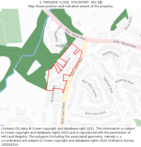 2, TARNSIDE CLOSE, STOCKPORT, SK2 5JB: Location map and indicative extent of plot