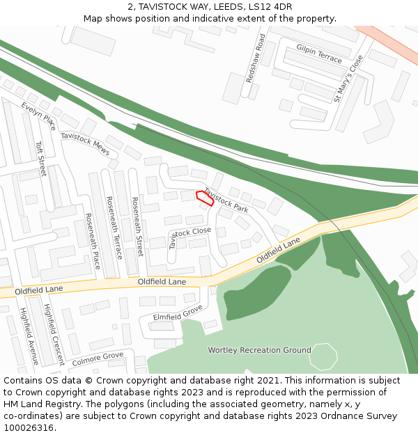 2, TAVISTOCK WAY, LEEDS, LS12 4DR: Location map and indicative extent of plot