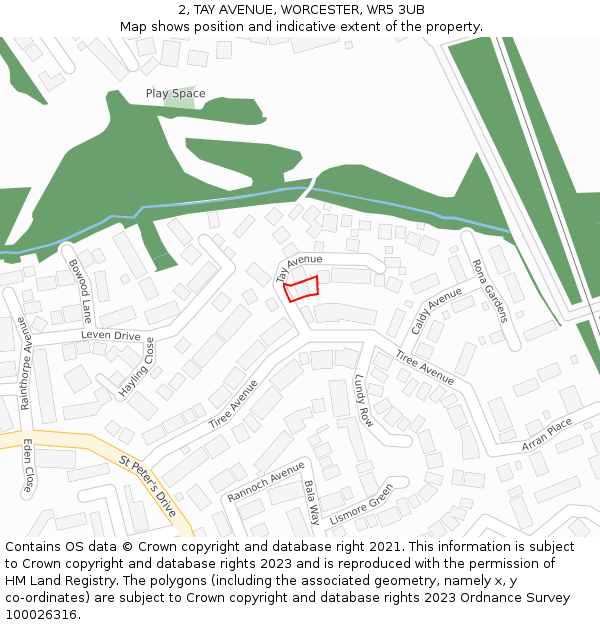 2, TAY AVENUE, WORCESTER, WR5 3UB: Location map and indicative extent of plot