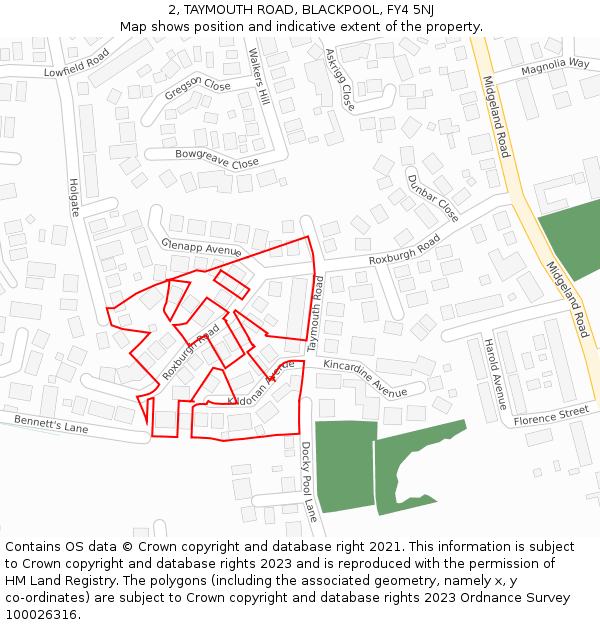 2, TAYMOUTH ROAD, BLACKPOOL, FY4 5NJ: Location map and indicative extent of plot