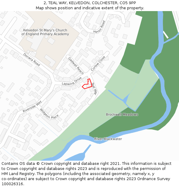 2, TEAL WAY, KELVEDON, COLCHESTER, CO5 9PP: Location map and indicative extent of plot