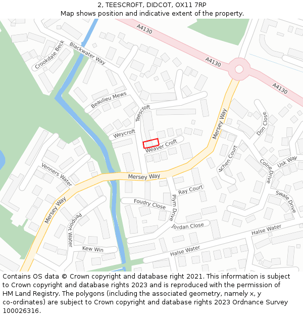 2, TEESCROFT, DIDCOT, OX11 7RP: Location map and indicative extent of plot