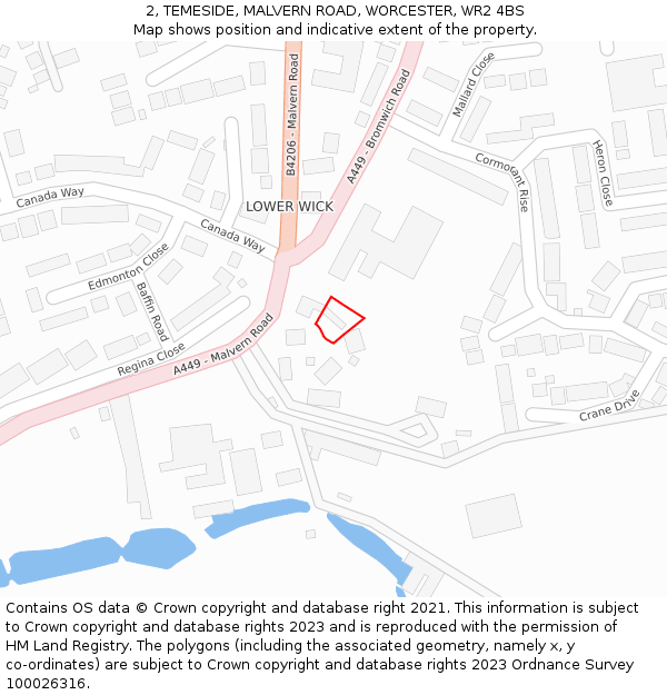 2, TEMESIDE, MALVERN ROAD, WORCESTER, WR2 4BS: Location map and indicative extent of plot