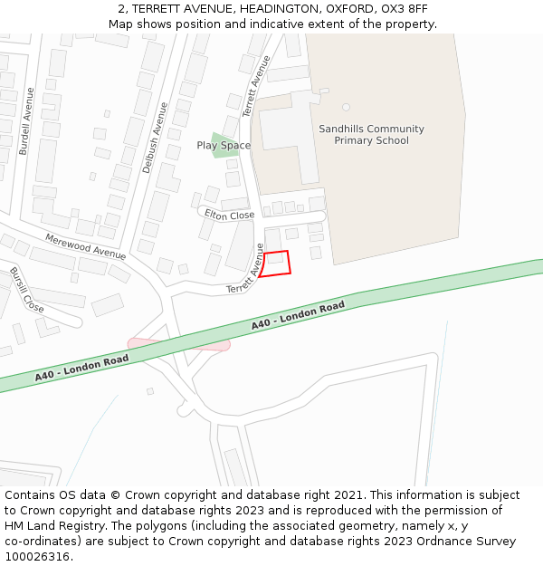 2, TERRETT AVENUE, HEADINGTON, OXFORD, OX3 8FF: Location map and indicative extent of plot