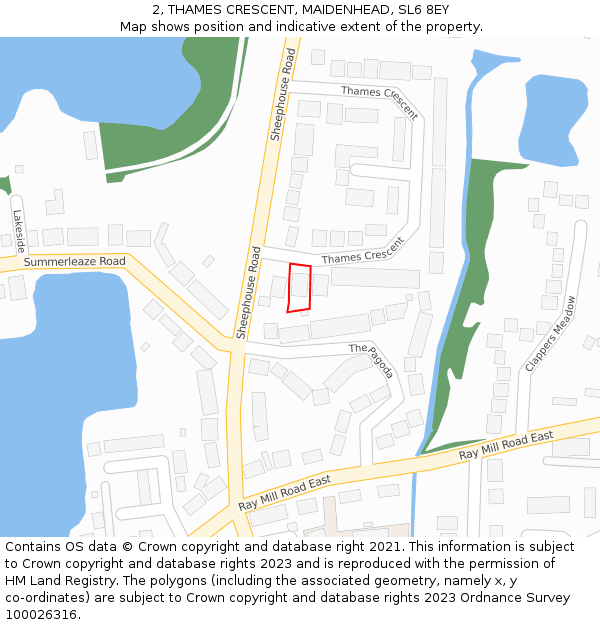 2, THAMES CRESCENT, MAIDENHEAD, SL6 8EY: Location map and indicative extent of plot