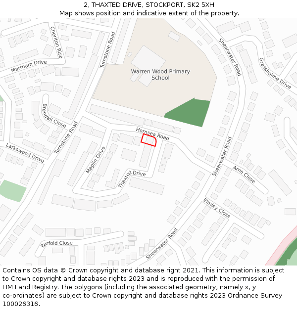 2, THAXTED DRIVE, STOCKPORT, SK2 5XH: Location map and indicative extent of plot