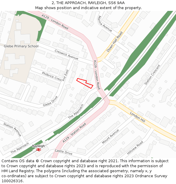 2, THE APPROACH, RAYLEIGH, SS6 9AA: Location map and indicative extent of plot