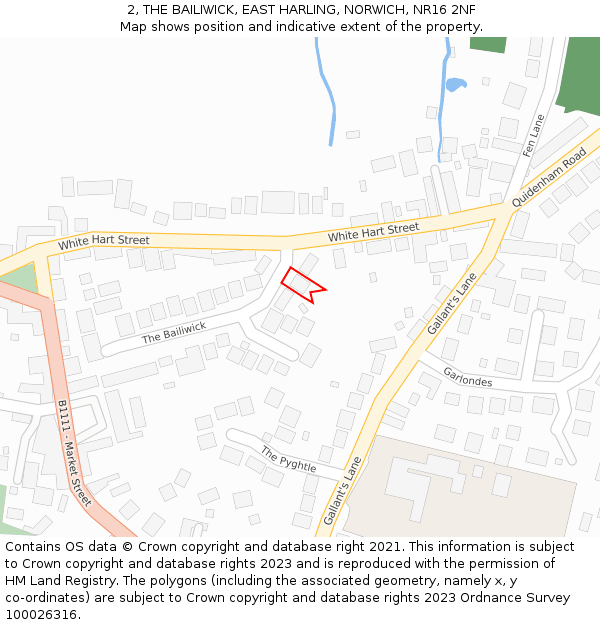 2, THE BAILIWICK, EAST HARLING, NORWICH, NR16 2NF: Location map and indicative extent of plot