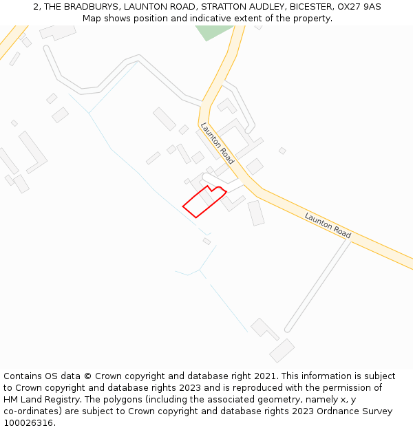 2, THE BRADBURYS, LAUNTON ROAD, STRATTON AUDLEY, BICESTER, OX27 9AS: Location map and indicative extent of plot