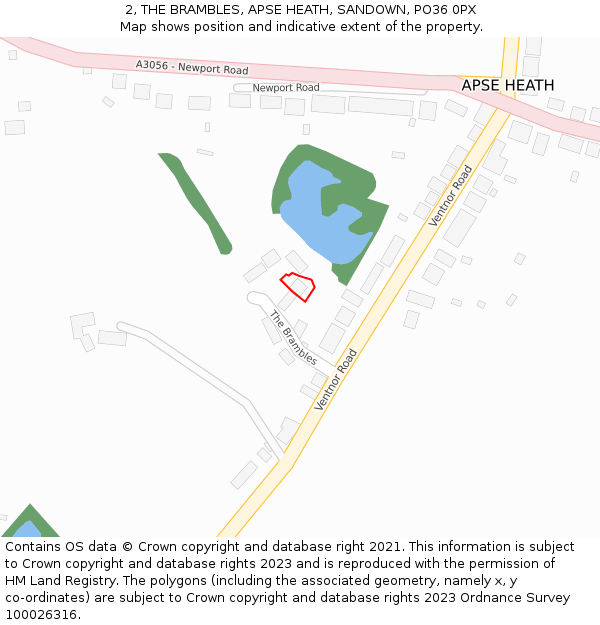 2, THE BRAMBLES, APSE HEATH, SANDOWN, PO36 0PX: Location map and indicative extent of plot