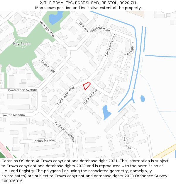 2, THE BRAMLEYS, PORTISHEAD, BRISTOL, BS20 7LL: Location map and indicative extent of plot