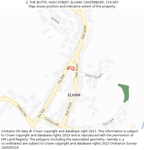 2, THE BUTTS, HIGH STREET, ELHAM, CANTERBURY, CT4 6SY: Location map and indicative extent of plot