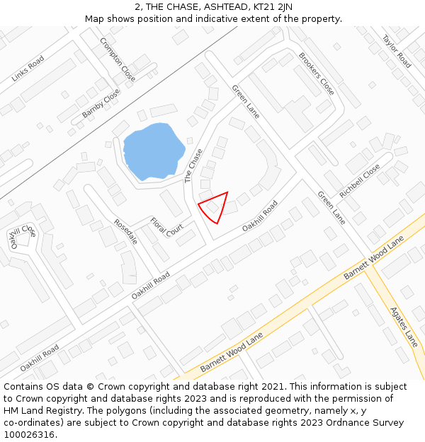 2, THE CHASE, ASHTEAD, KT21 2JN: Location map and indicative extent of plot