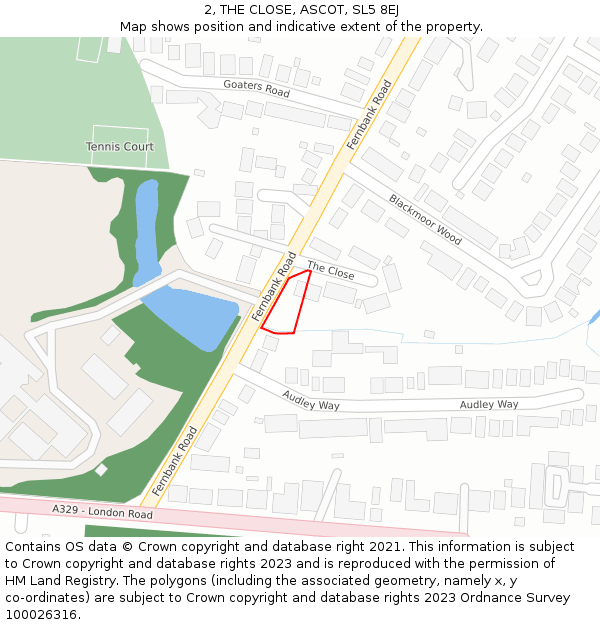 2, THE CLOSE, ASCOT, SL5 8EJ: Location map and indicative extent of plot