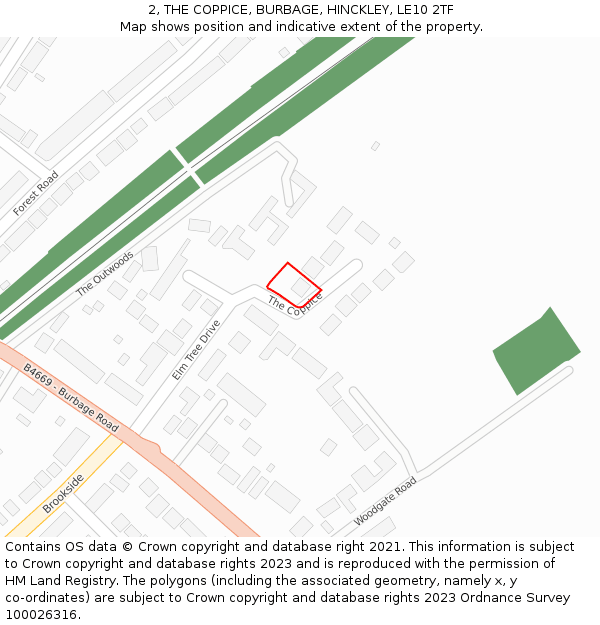 2, THE COPPICE, BURBAGE, HINCKLEY, LE10 2TF: Location map and indicative extent of plot