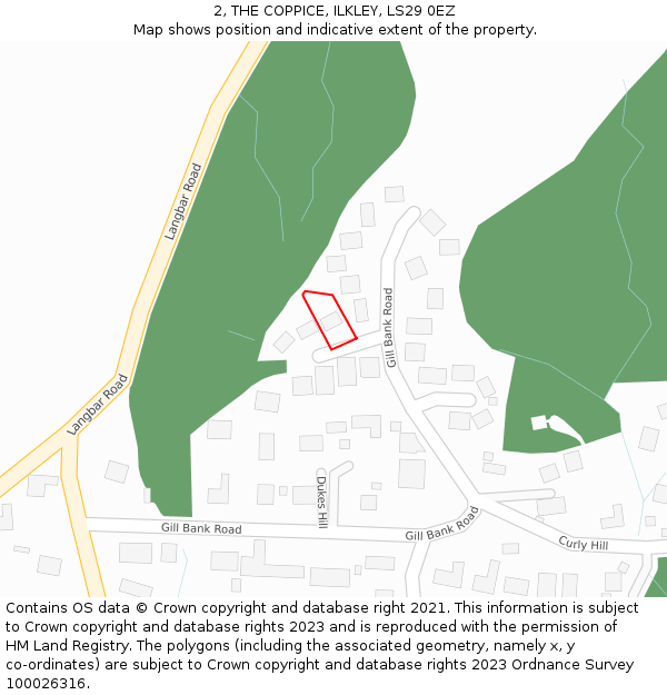 2, THE COPPICE, ILKLEY, LS29 0EZ: Location map and indicative extent of plot