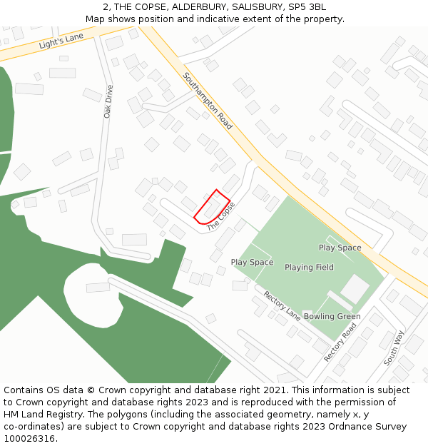 2, THE COPSE, ALDERBURY, SALISBURY, SP5 3BL: Location map and indicative extent of plot