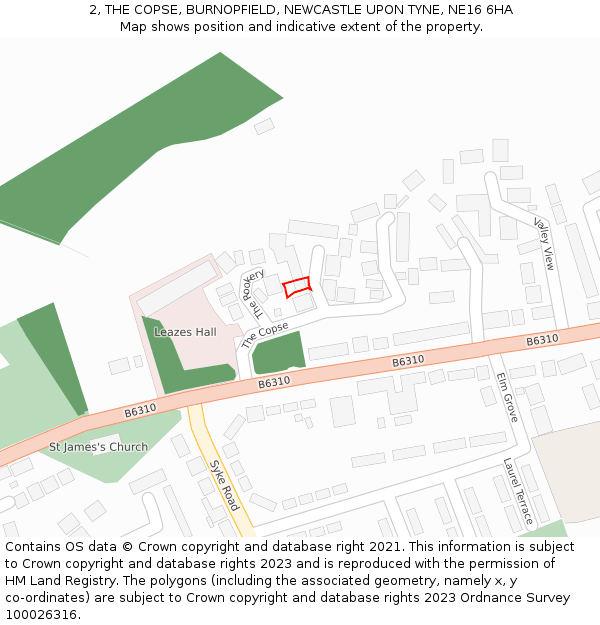 2, THE COPSE, BURNOPFIELD, NEWCASTLE UPON TYNE, NE16 6HA: Location map and indicative extent of plot
