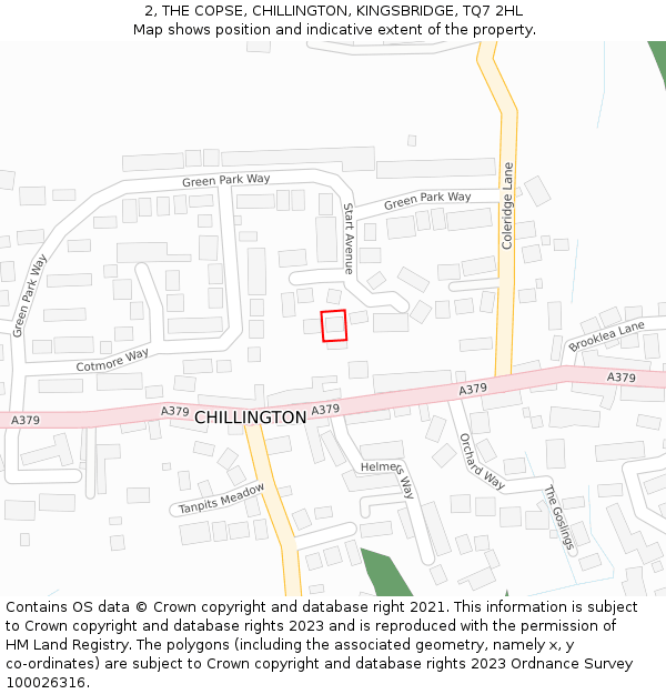 2, THE COPSE, CHILLINGTON, KINGSBRIDGE, TQ7 2HL: Location map and indicative extent of plot