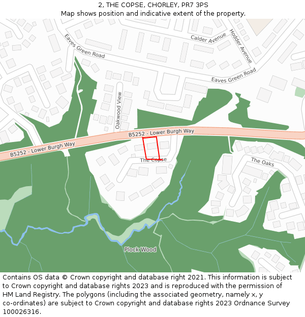 2, THE COPSE, CHORLEY, PR7 3PS: Location map and indicative extent of plot