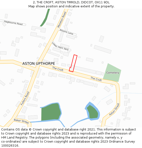 2, THE CROFT, ASTON TIRROLD, DIDCOT, OX11 9DL: Location map and indicative extent of plot