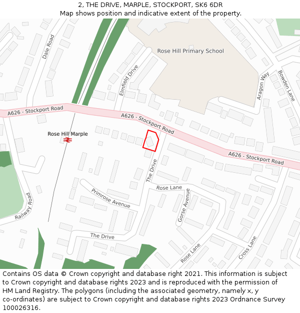 2, THE DRIVE, MARPLE, STOCKPORT, SK6 6DR: Location map and indicative extent of plot